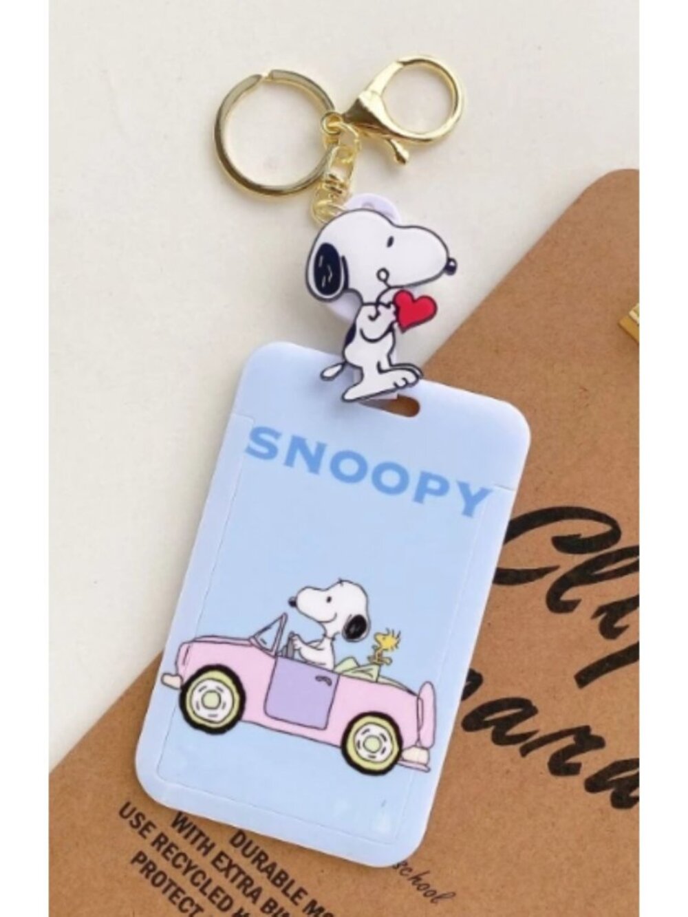 Snoopy Peanuts Retractable ID Badge Holder Keychain Card Case w/ Clip New